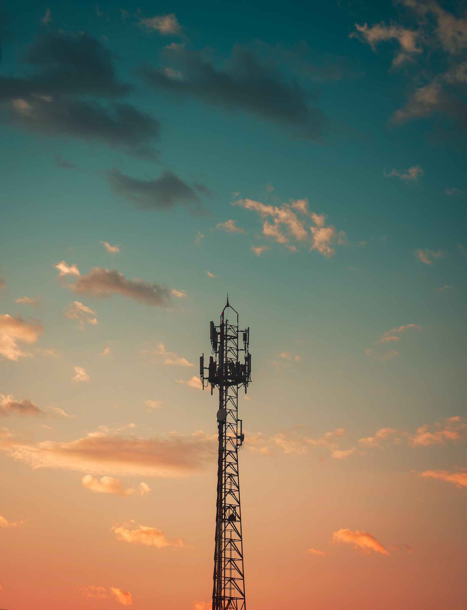 Wireless tower in the sunset