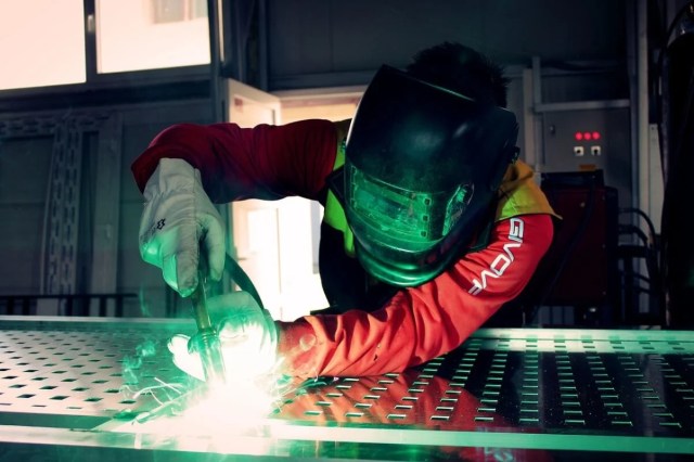 Welder working with aluminum Welder working with aluminum