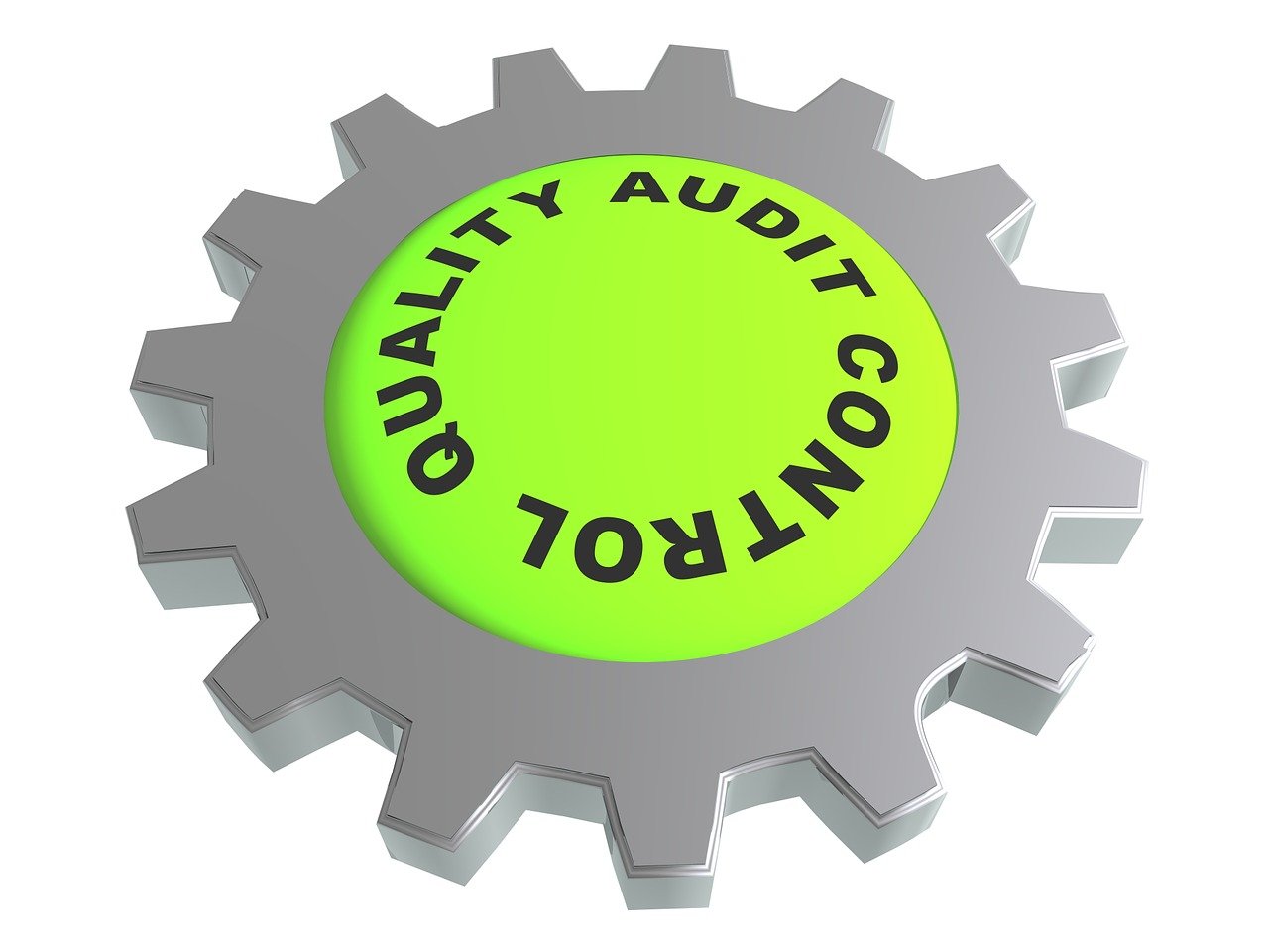 Animation of gear with words "quality audit control"