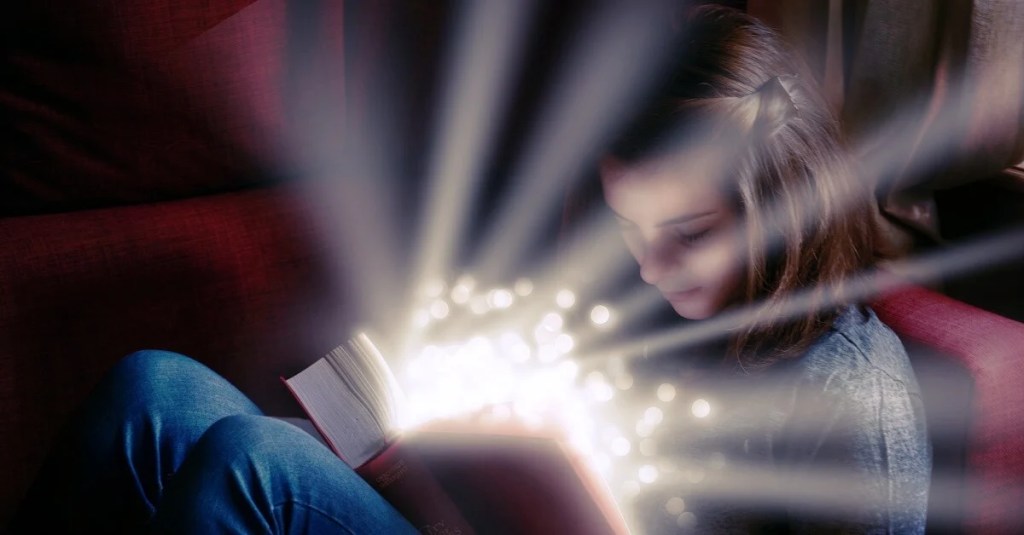 The magic ingredient of content marketing campaigns is storytelling, shown by an image of a child reading The magic ingredient of content marketing campaigns is storytelling, shown by an image of a child reading